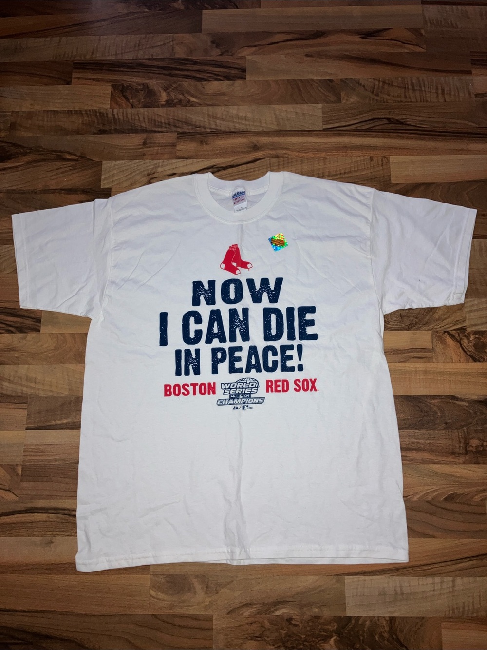 Gildan White Red Sox T Shirt World Series 2004 now I can die in peace Sz XL